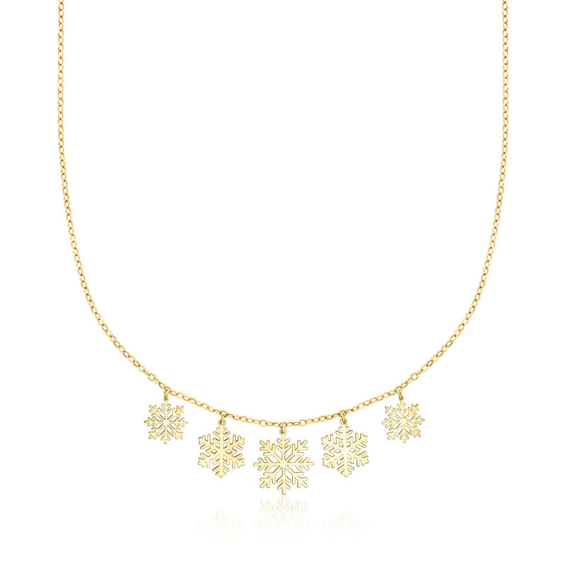 Italian 10kt Yellow Gold Snowflakes Charm Necklace. 18&quot; image number 0