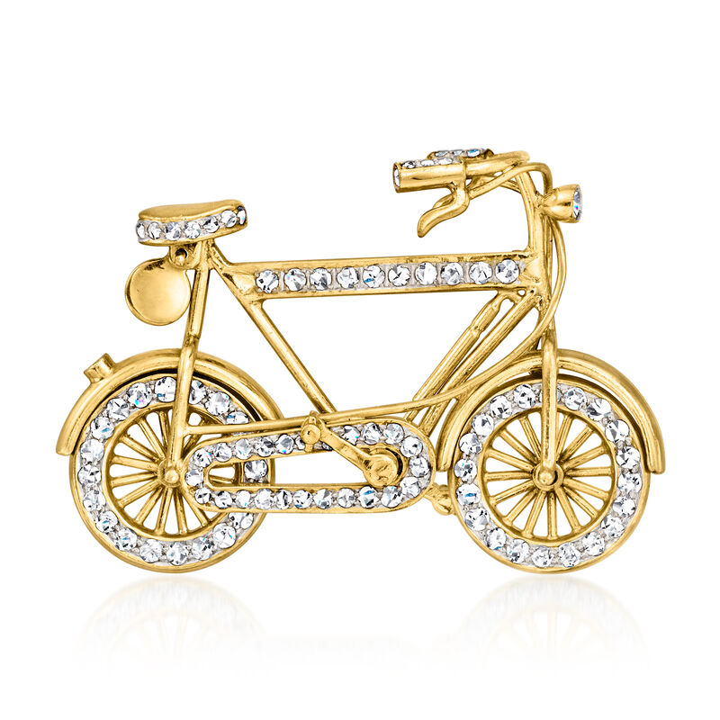 C. 1980 Vintage 1.75 ct. t.w. Diamond Bicycle Pin in 18kt Yellow Gold image number 0