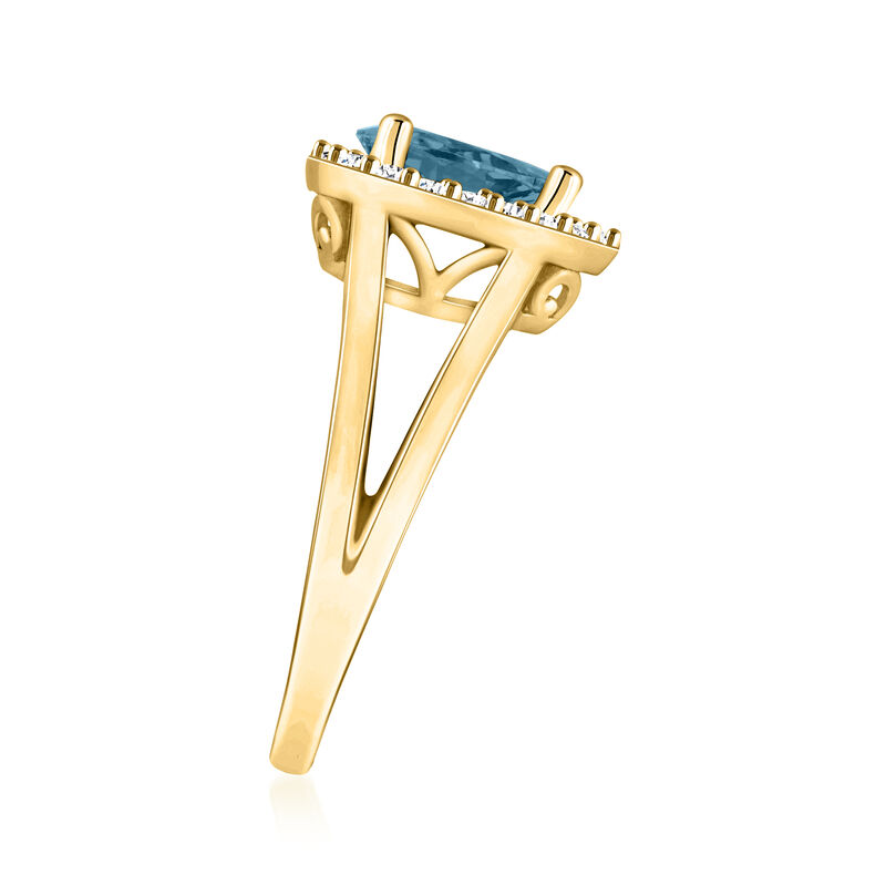 1.60 Carat London Blue Topaz Ring with .23 ct. t.w. Diamonds in 14kt Yellow Gold image number 1