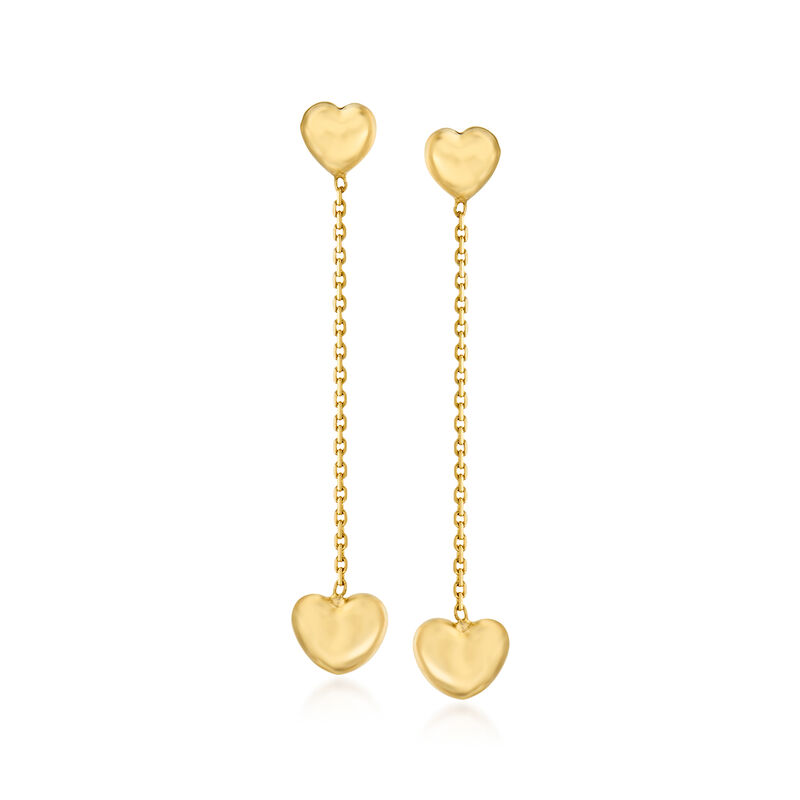 14kt Yellow Gold Heart Drop Earrings image number 0