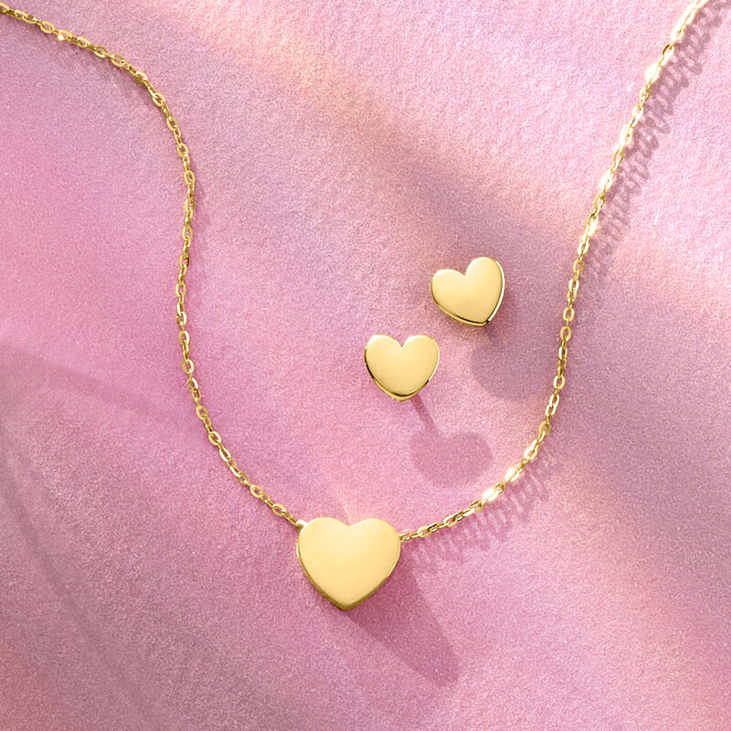 14kt Yellow Gold Heart Pendant Necklace. 16" image number 3