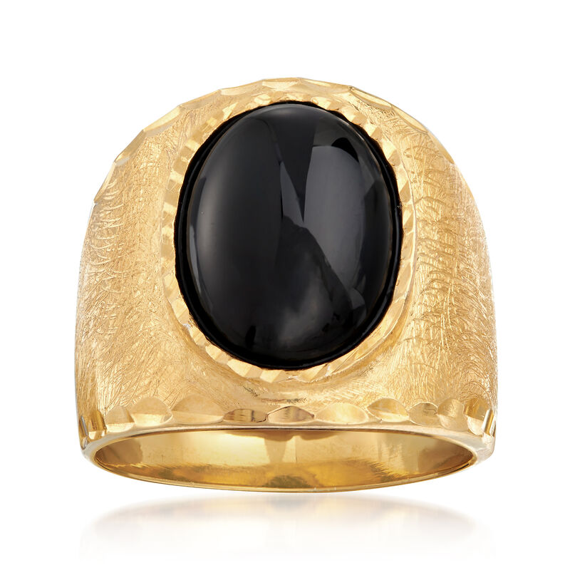 Italian 10x14mm Black Onyx Ring in 18kt Gold Over Sterling image number 0