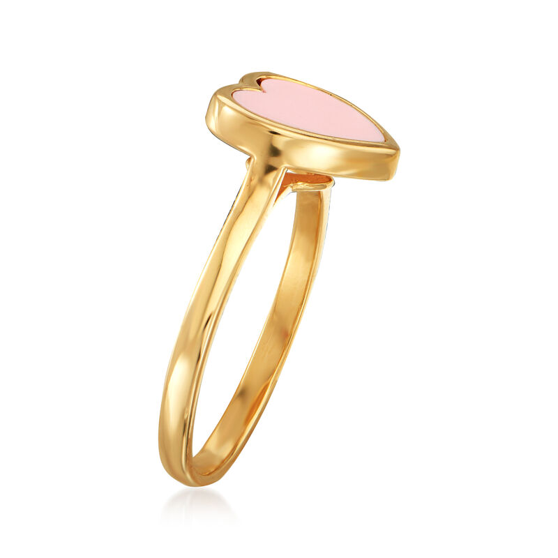 Italian Simulated Coral Heart Ring in 14kt Yellow Gold image number 1