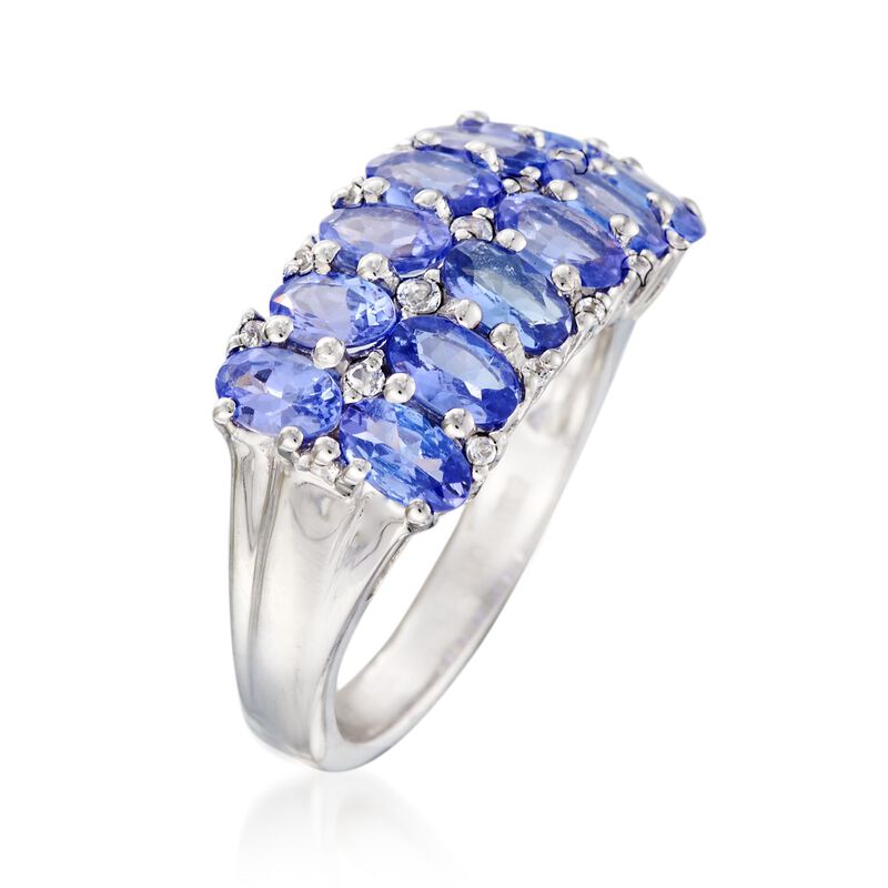 3.00 ct. t.w. Tanzanite and .15 ct. t.w. White Topaz Ring in Sterling Silver image number 2