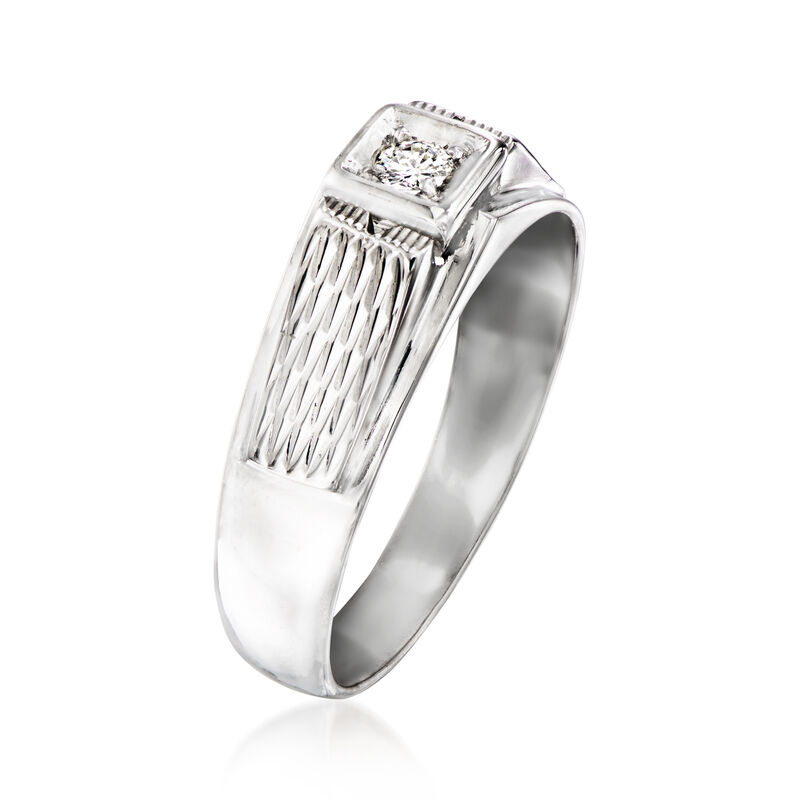 C. 1970 Vintage Men's .10 Carat Diamond Ring in 18kt White Gold. Size 10.5 image number 1