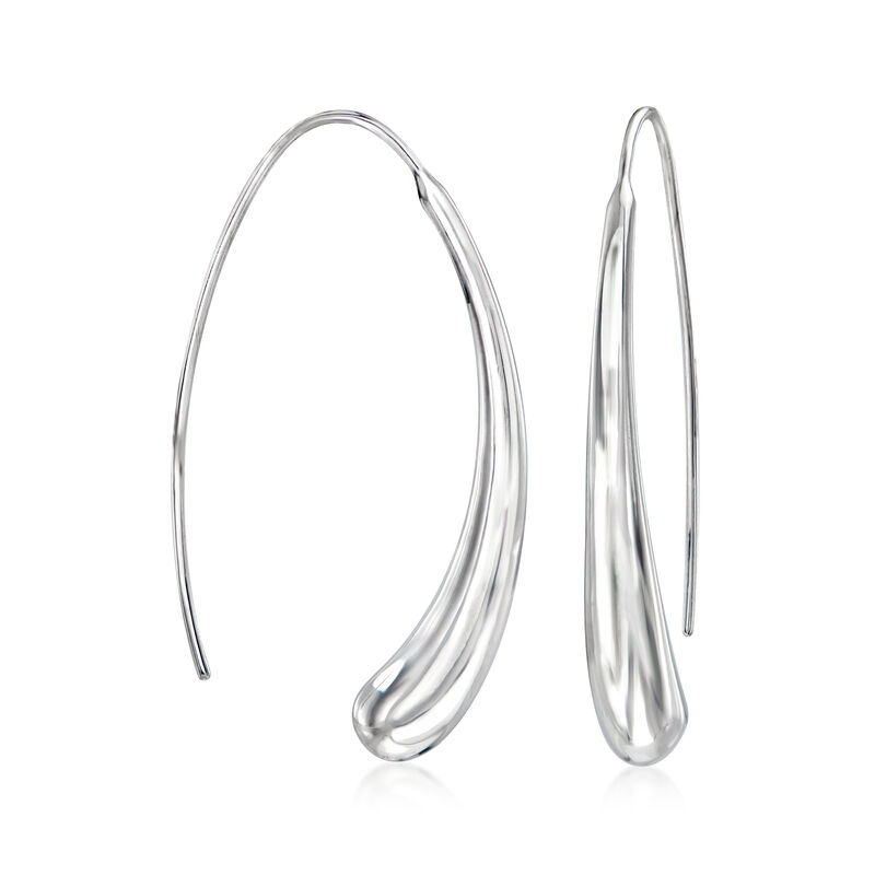 Sterling Silver Curved Drop Earrings  image number 2