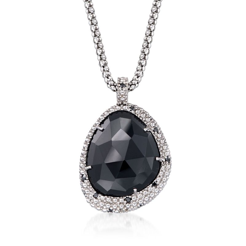 Phillip Gavriel &quot;Popcorn&quot; Black Onyx and Black Spinel Pendant Necklace in Sterling Silver. 18&quot; image number 1
