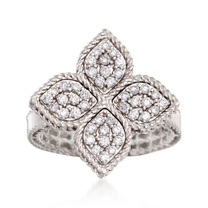 Roberto Coin &quot;Princess&quot; .45 ct. t.w. Diamond Flower Ring in 18kt White Gold. Size 6.5 image number 0