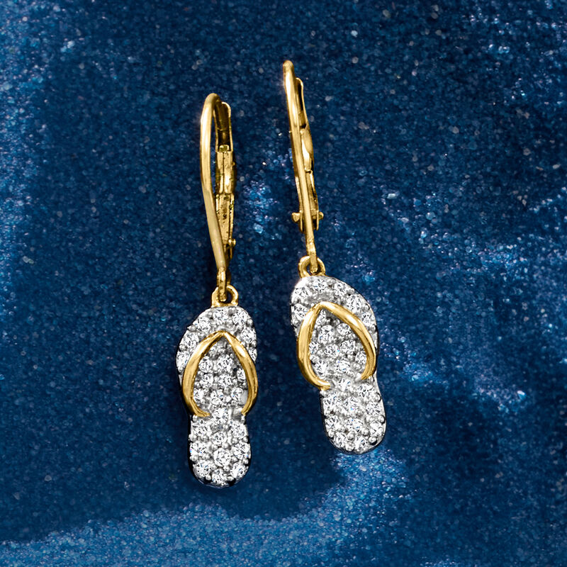 .50 ct. t.w. Diamond Flip-Flop Drop Earrings in 18kt Gold Over Sterling image number 3