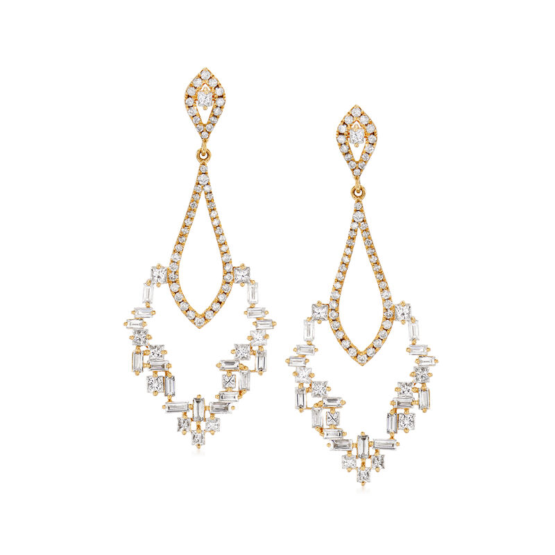 2.05 ct. t.w. Diamond Mosaic Chandelier Earrings in 18kt Yellow Gold image number 0