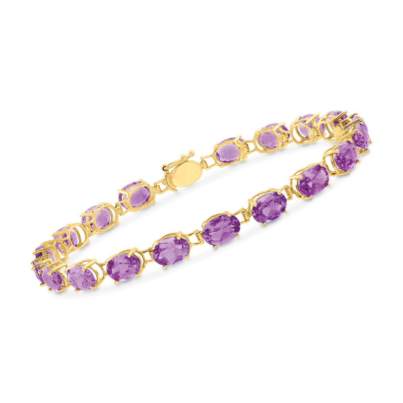 11.00 ct. t.w. Oval Amethyst Bracelet in 14kt Yellow Gold image number 0