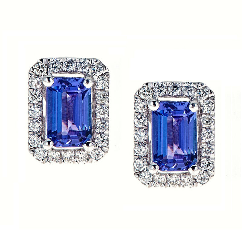 1.20 ct. t.w. Tanzanite and .21 ct. t.w. Diamond Earrings in 14kt White Gold image number 0