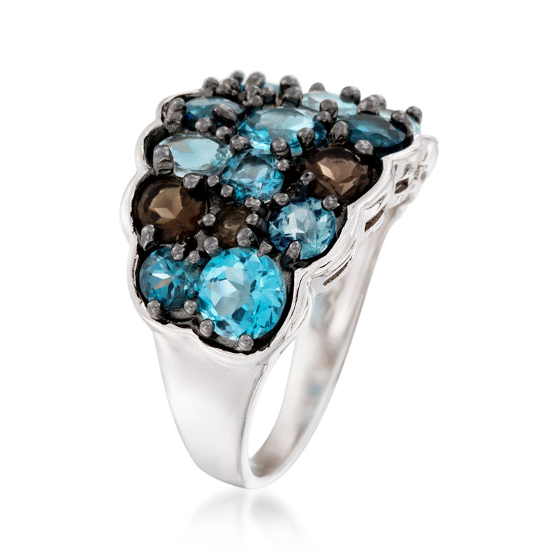 5.00 ct. t.w. Tonal Blue and Smoky Topaz Ring in Sterling Silver image number 2