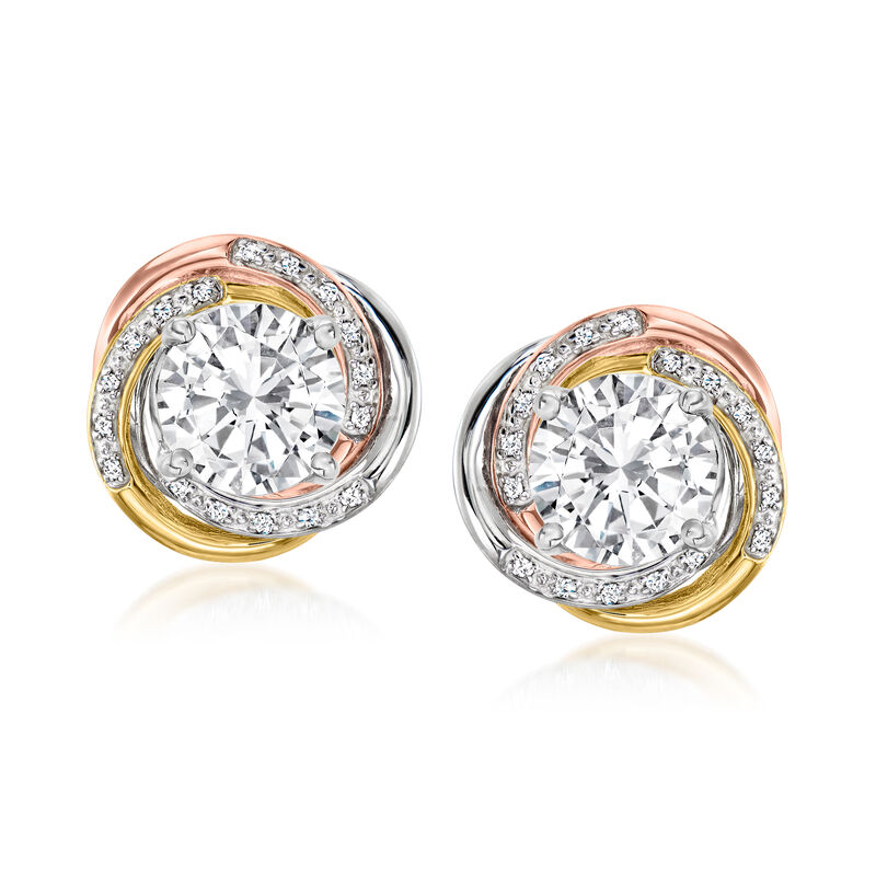 .10 ct. t.w. Diamond Swirl Earring Jackets in Tri-Colored Sterling Silver image number 3