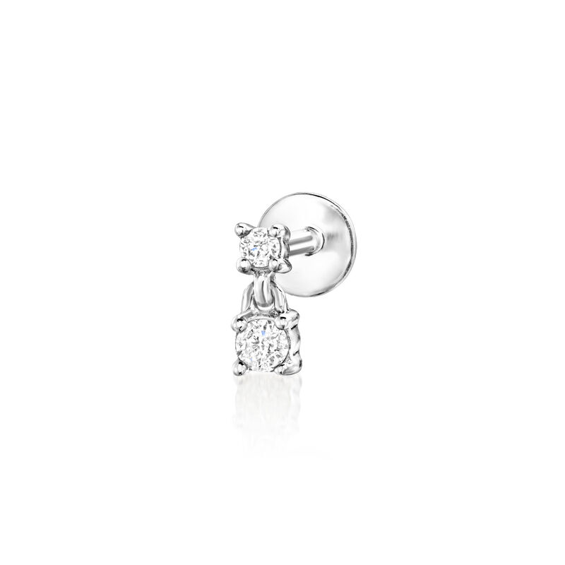 Diamond Two-Stone Flat-Back Stud Earrings in Sterling Silver image number 0
