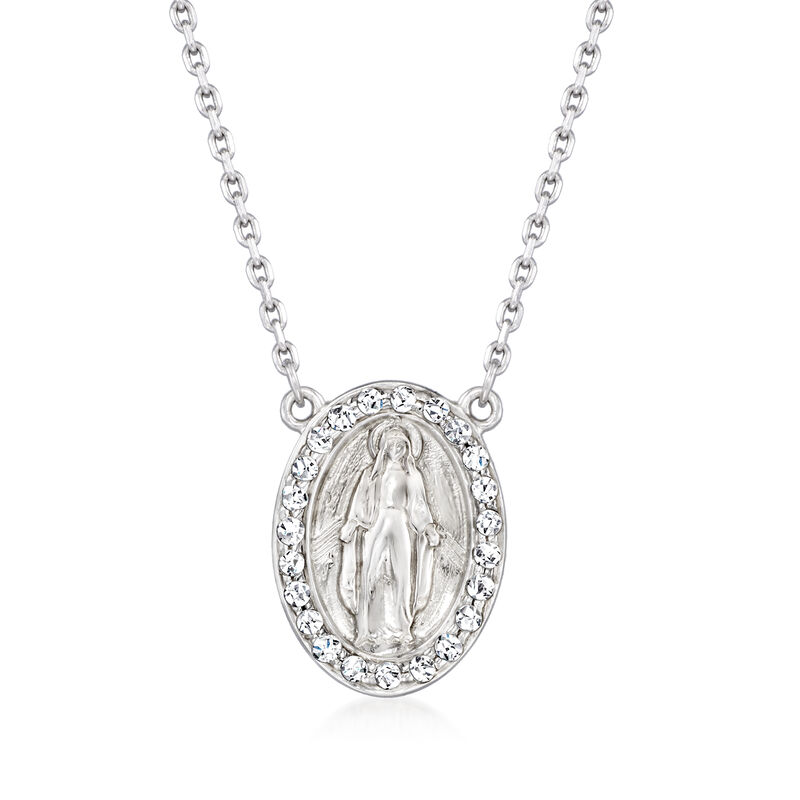 .20 ct. t.w. Diamond Miraculous Medal Necklace in Sterling Silver image number 0