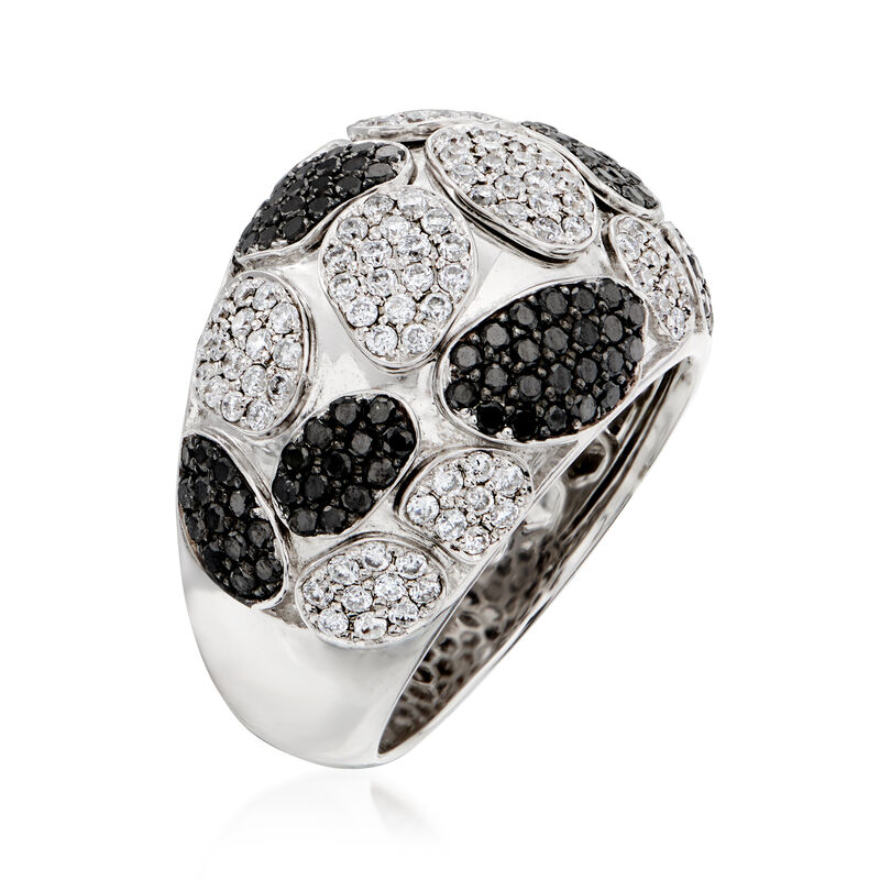 C. 1990 Vintage Bucherer 1.54 ct. t.w. Black and White Diamond Ring in 18kt White Gold. Size 6.25 image number 2