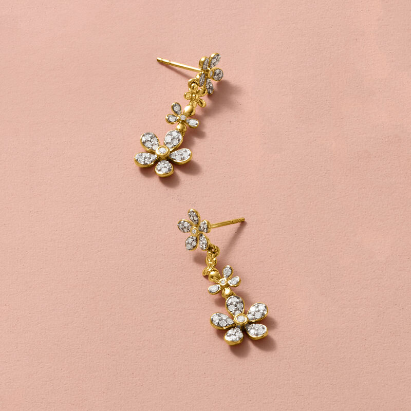 .50 ct. t.w. Diamond Daisy Drop Earrings in 18kt Gold Over Sterling image number 3