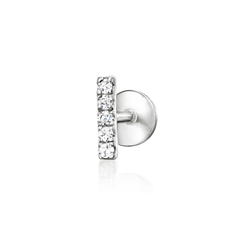 Diamond Bar Single Flat-Back Stud Earring in Sterling Silver  image number 0