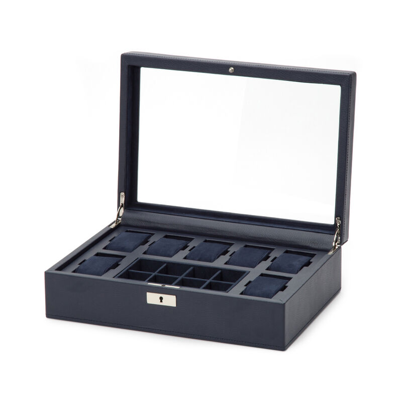 Wolf &quot;Howard&quot; Navy Leather Watch Box image number 0