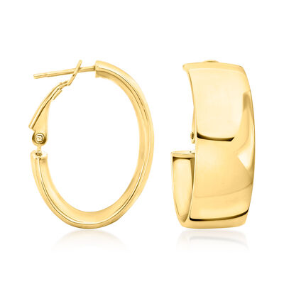 Italian 18kt Gold Over Sterling Oval Hoop Earrings