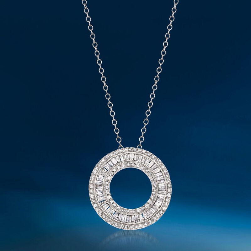 1.00 ct. t.w. Diamond Open Eternity Circle Pendant Necklace in 14kt White Gold. 16&quot; image number 4