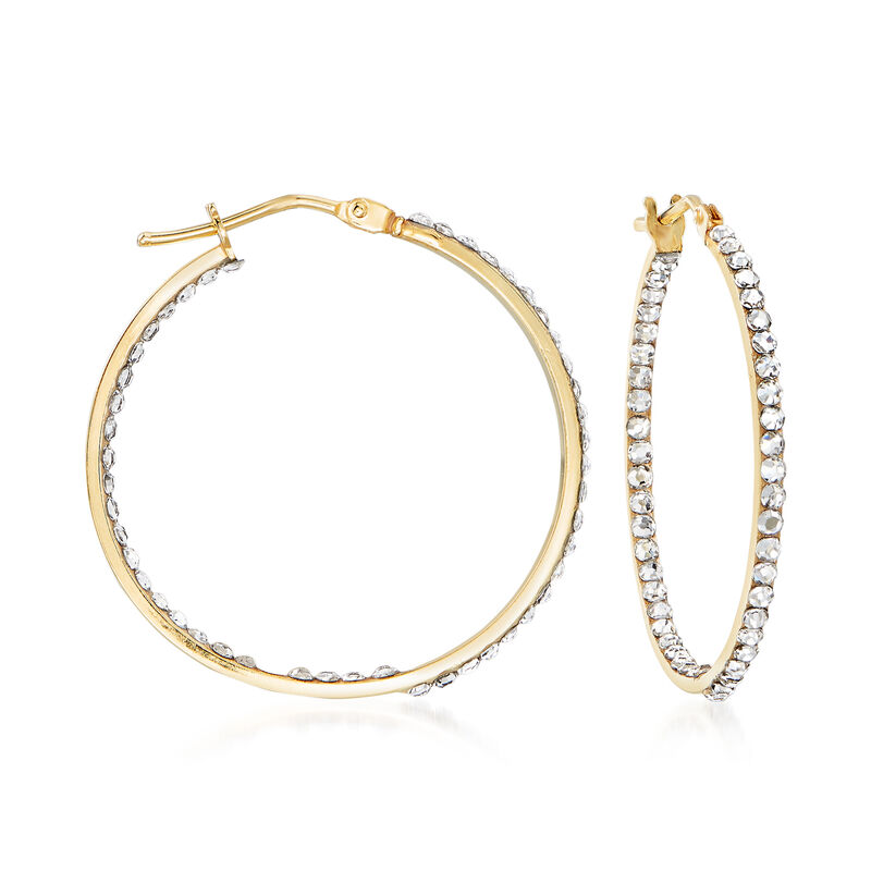 Swarovski Crystal Inside-Outside Hoop Earrings in 14kt Yellow Gold image number 0