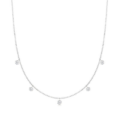 1.00 ct. t.w. Diamond Dangle Station Necklace in 18kt White Gold