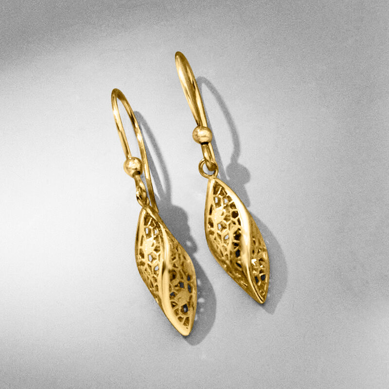 Italian 14kt Yellow Gold Twisted Lace Drop Earrings image number 4