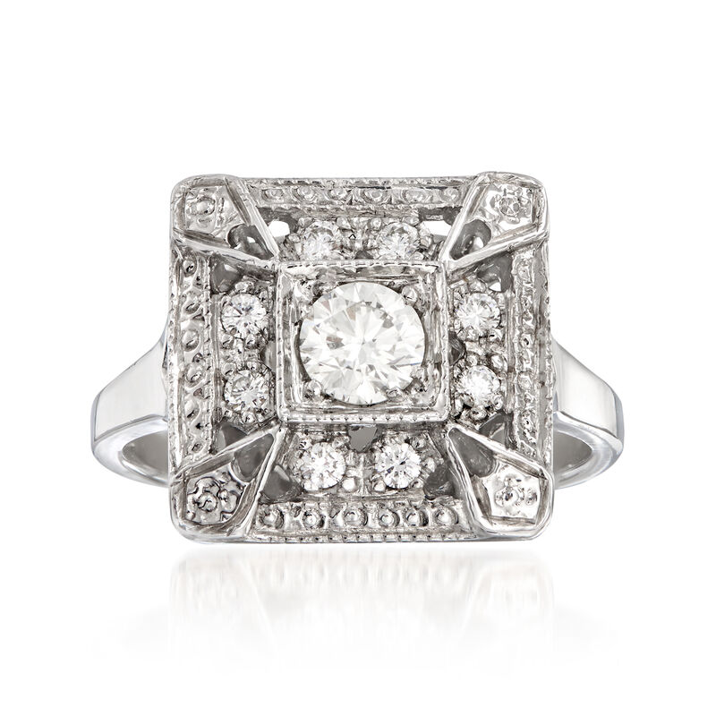C. 2000 Vintage .47 ct. t.w. Diamond Cocktail Ring in 14kt White Gold. Size 5.75 image number 0