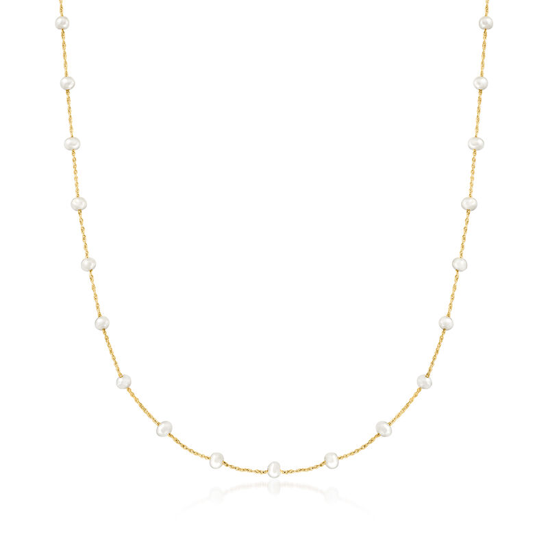3-3.5mm Cultured Pearl Station Necklace in 14kt Yellow Gold image number 0