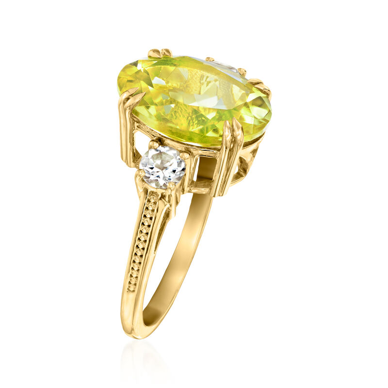 4.60 Carat Lemon Quartz Ring with .50 ct. t.w. White Topaz in 18kt Gold Over Sterling image number 2
