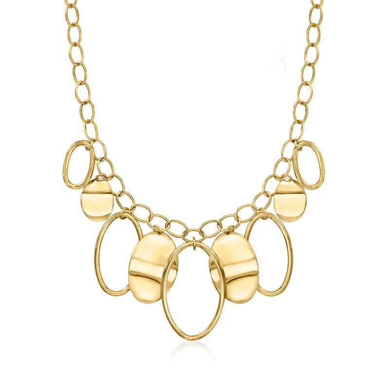 C. 2000 Vintage 14kt Yellow Gold Disc Drop Necklace. 18" image number 0