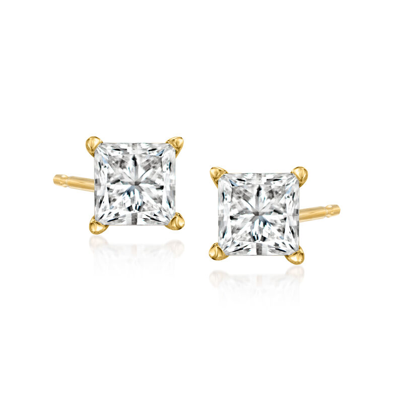 1.00 ct. t.w. Princess-Cut Lab-Grown Diamond Stud Earrings in 14kt Yellow Gold  image number 0