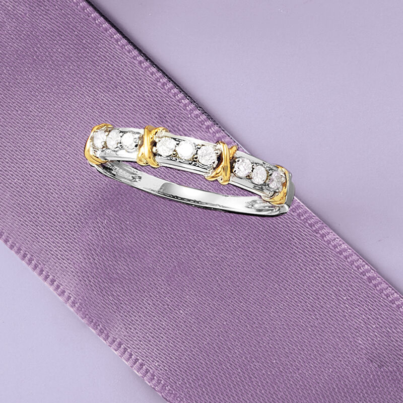 .25 ct. t.w. Diamond X Station Ring in 14kt Two-Tone Gold image number 3
