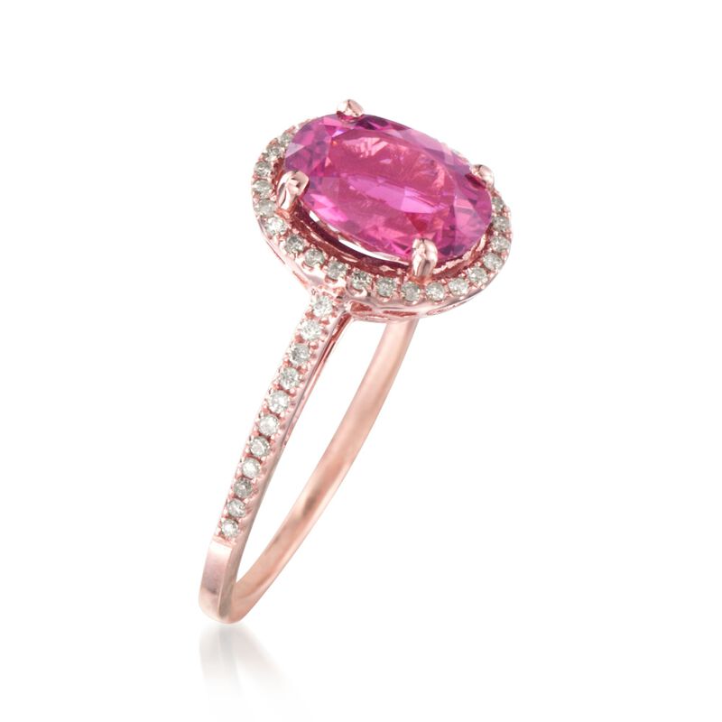 1.95 Carat Pink Tourmaline and .20 ct. t.w. Diamond Ring in 14kt Rose Gold image number 2
