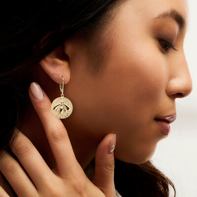 14kt Yellow Gold-Plated Bumblebee Drop Earrings