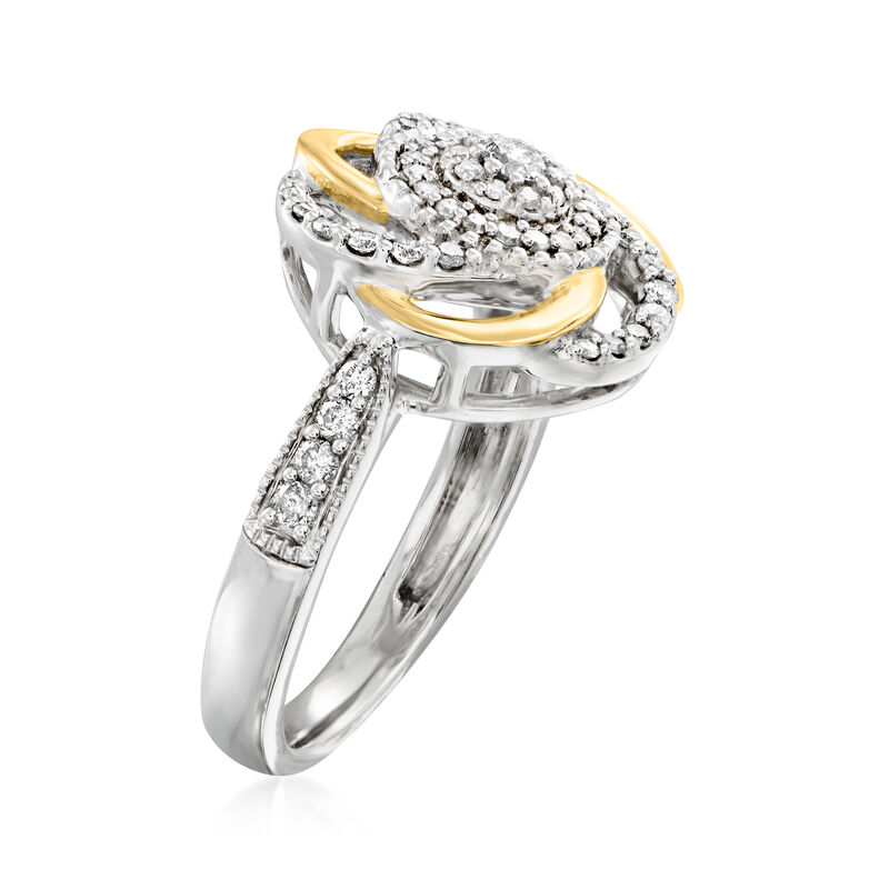 .50 ct. t.w. Diamond Cluster Knot Ring in Sterling Silver with 14kt Yellow Gold image number 2