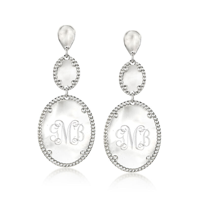 Italian Sterling Silver Personalized Disc Drop Earrings image number 1