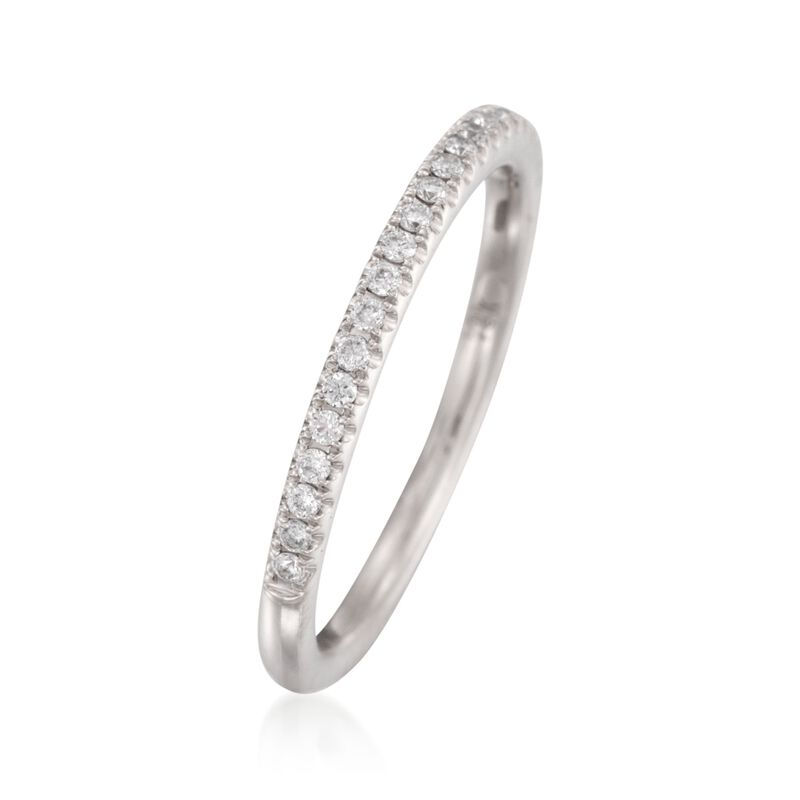 Henri Daussi .15 ct. t.w. Pave Diamond Wedding Ring in 18kt White Gold image number 2