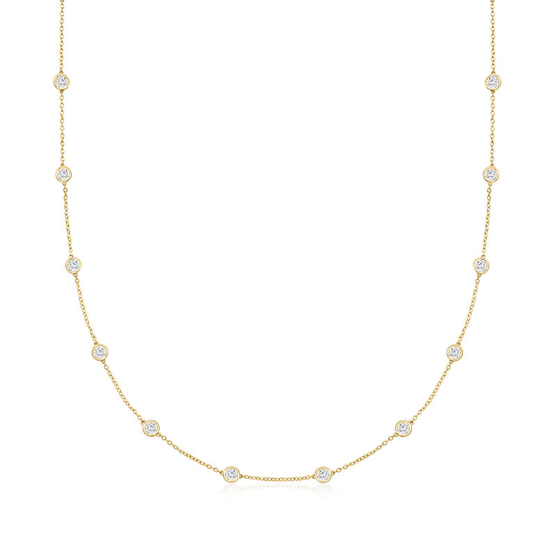3.00 ct. t.w. Bezel-Set Lab-Grown Diamond Station Necklace in 14kt Yellow Gold image number 0