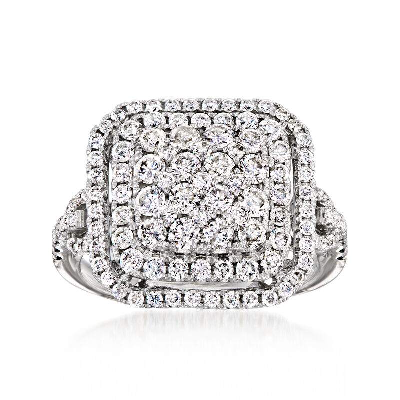 C. 2020 Vintage 1.90 ct. t.w. Diamond Cluster Ring in 14kt White Gold. Size 7 image number 0