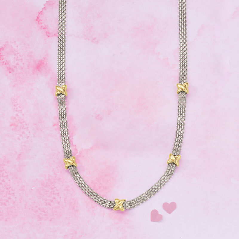 Sterling Silver and 14kt Yellow Gold Bismark-Link Necklace image number 2