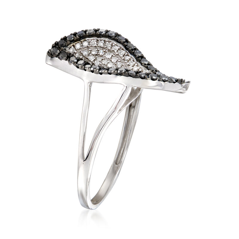 .45 ct. t.w. Black and White Diamond Ring in 14kt White Gold image number 2
