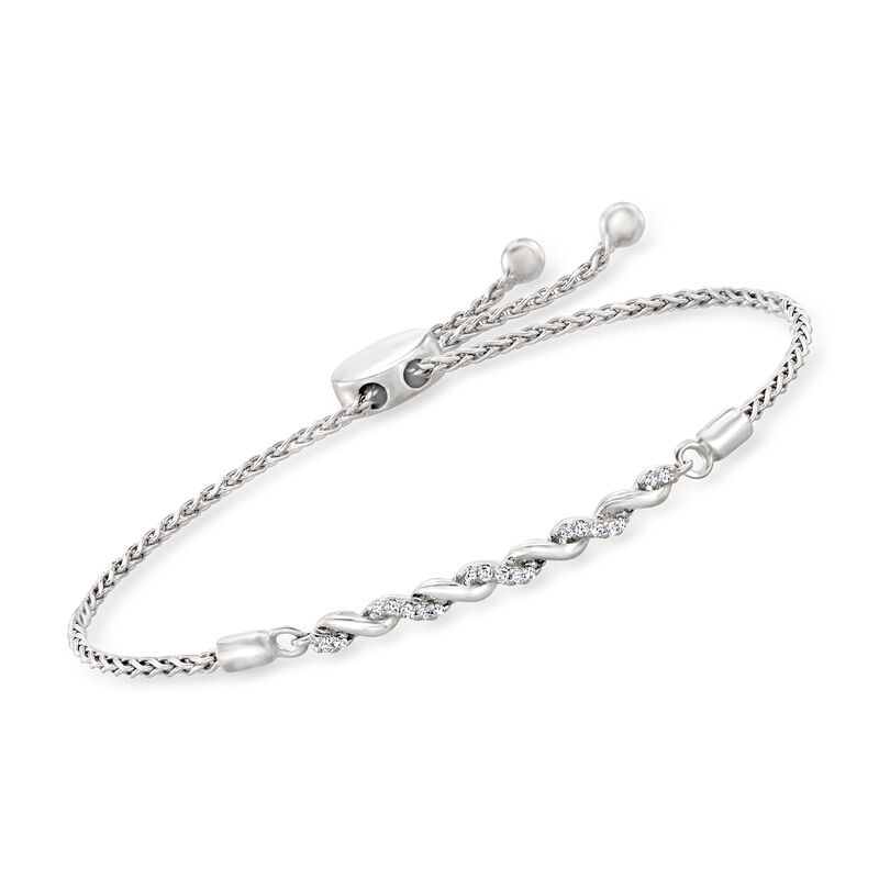 .10 ct. t.w. Diamond Twisted Bolo Bracelet in Sterling Silver  image number 0