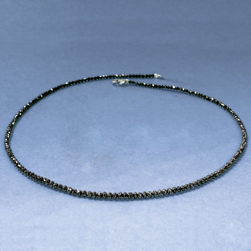 28.00 ct. t.w. Black Diamond Bead Necklace with 14kt White Gold. 18"