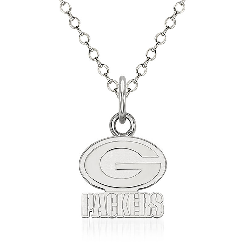 Sterling Silver NFL Green Bay Packers Pendant Necklace. 18&quot; image number 0