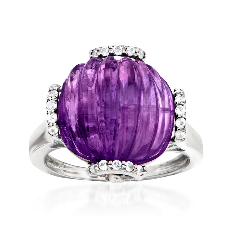 10.00 Carat Amethyst and .20 ct. t.w. White Topaz Ring in Sterling Silver image number 0