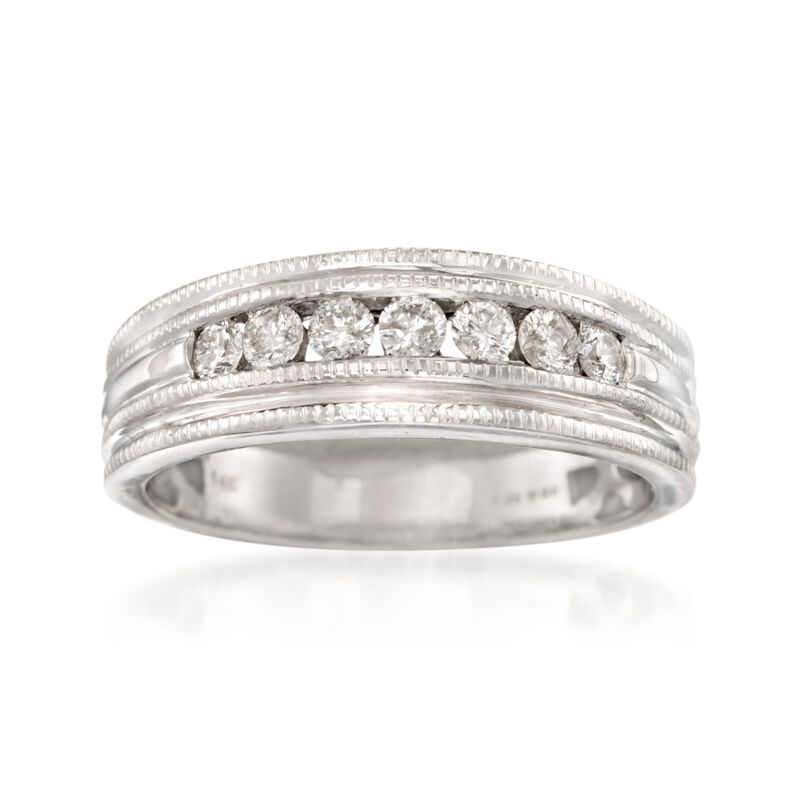 Men's .50 ct. t.w. Diamond Milgrain Wedding Band in 14kt White Gold image number 0
