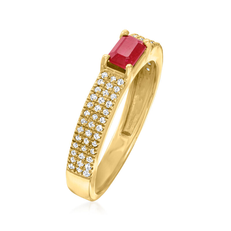 .30 Carat Ruby and .26 ct. t.w. Diamond Ring in 14kt Yellow Gold image number 2